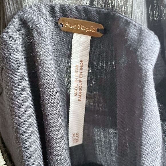 Free People Black Dress Size XS Handkerchief Hem Beaded Neckline Flowy Boho - Picture 7 of 8